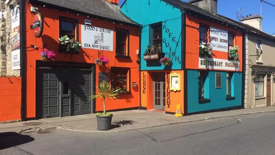 The colourful Bofey Quinn's building on Main Street in Corofin