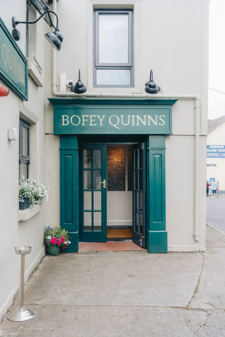 Green entrance to Bofey Quinns