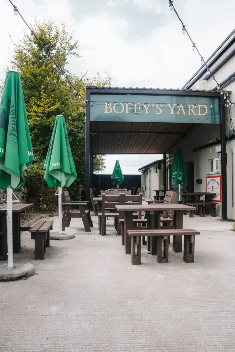 Outdoor seating in Bofeys Yard